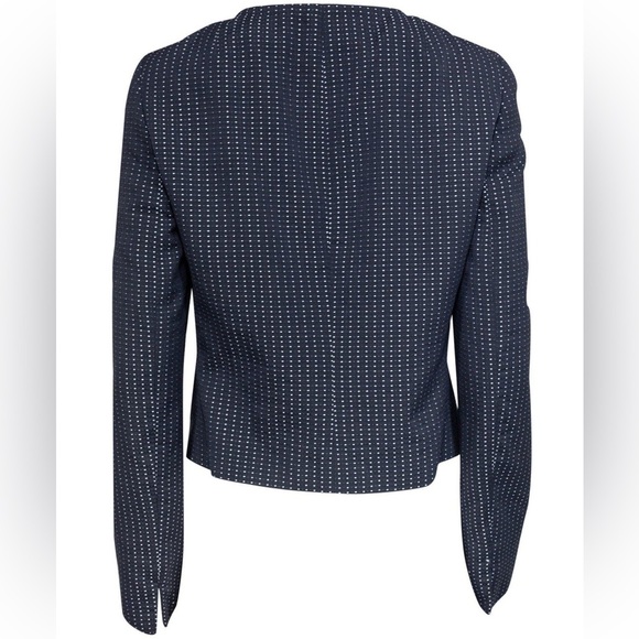 Akris Punto Slate Blue Cotton Blend Full Zip Jacket White Polka Dots Size 12 - Picture 12 of 12